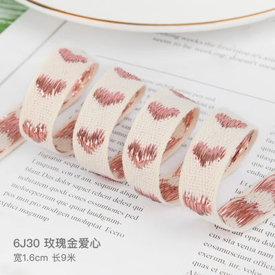 16mm*9m Heart Pattern Jacquard Cotton Ribbon para acessórios de vestuário