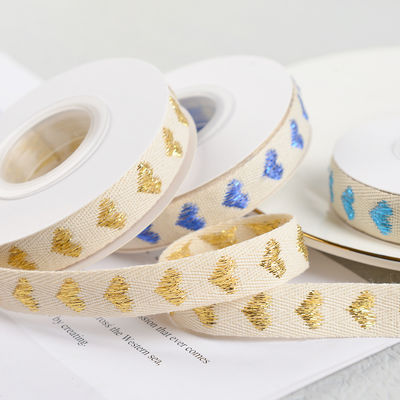 16mm*9m Heart Pattern Jacquard Cotton Ribbon para acessórios de vestuário