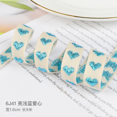 16mm*9m Heart Pattern Jacquard Cotton Ribbon para acessórios de vestuário