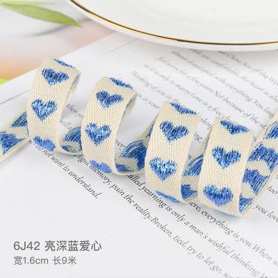 16mm*9m Heart Pattern Jacquard Cotton Ribbon para acessórios de vestuário