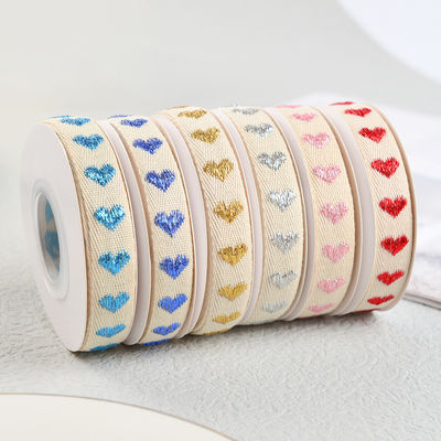 16mm*9m Heart Pattern Jacquard Cotton Ribbon para acessórios de vestuário