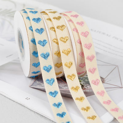 16mm*9m Heart Pattern Jacquard Cotton Ribbon para acessórios de vestuário