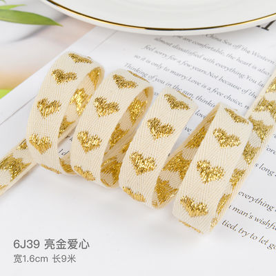 16mm*9m Heart Pattern Jacquard Cotton Ribbon para acessórios de vestuário