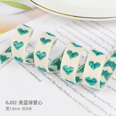 16mm*9m Heart Pattern Jacquard Cotton Ribbon para acessórios de vestuário