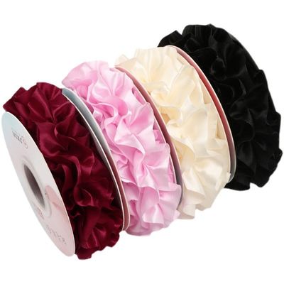 4.0cm*4.5m Faixa de poliéster de borda enrugada para embalagem de flores