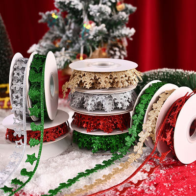 3cm*5y Faixa de Natal Ultrassônica para embalagens de presentes e acessórios de vestuário