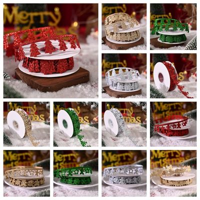 3cm*5y Faixa de Natal Ultrassônica para embalagens de presentes e acessórios de vestuário