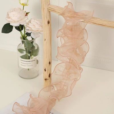 Faixa de renda de borda enrugada de 12cm*2m para embalagem de flores e presentes