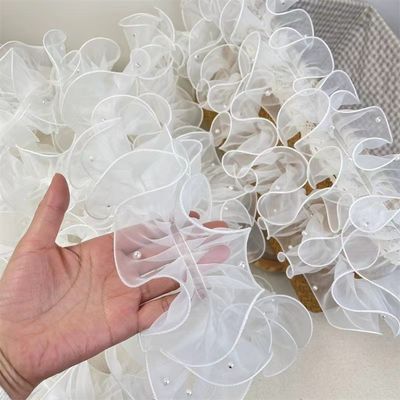 Faixa de renda de borda enrugada de 12cm*2m para embalagem de flores e presentes
