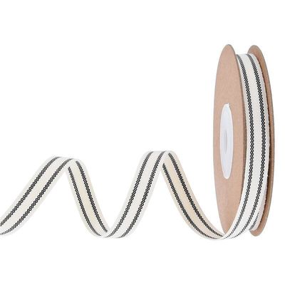10mm-38mm*10y Faixa de algodão com listras pretas e vermelhas para embalagens de presentes e acessórios de vestuário
